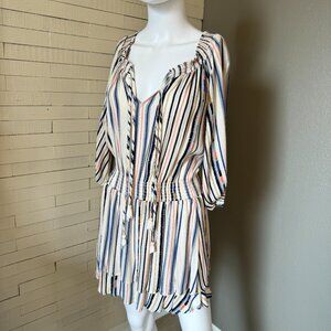 ASTR Blair Striped Tie Front Blouson Mini Dress